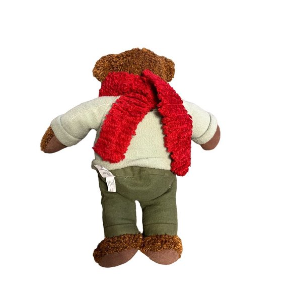 Vintage Hallmark Teddy Bear Mittens Plush 13" Brown Red Scarf Green Outfit 2002 - Picture 3 of 9
